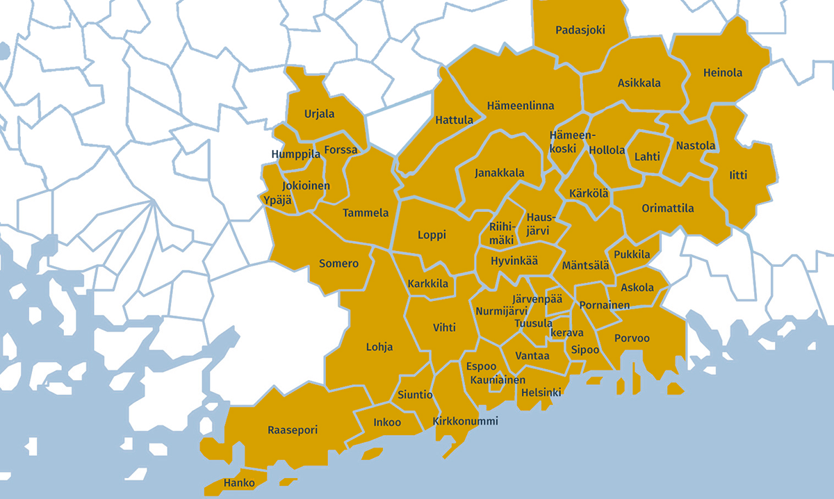 HOS kartta kunnista 2021 — Helsingin ortodoksinen seurakunta