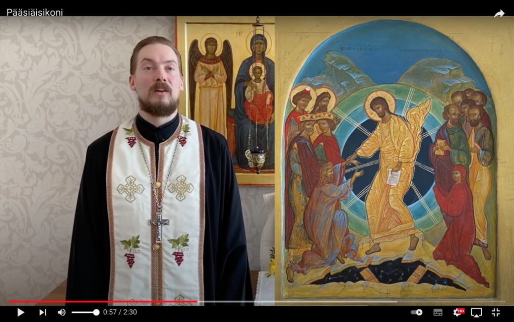 Isä Sergei Petsalo kertoo videolla Kristuksen ylösnousemusikonin eli pääsiäisikonin symboliikasta ja merkityksestä.